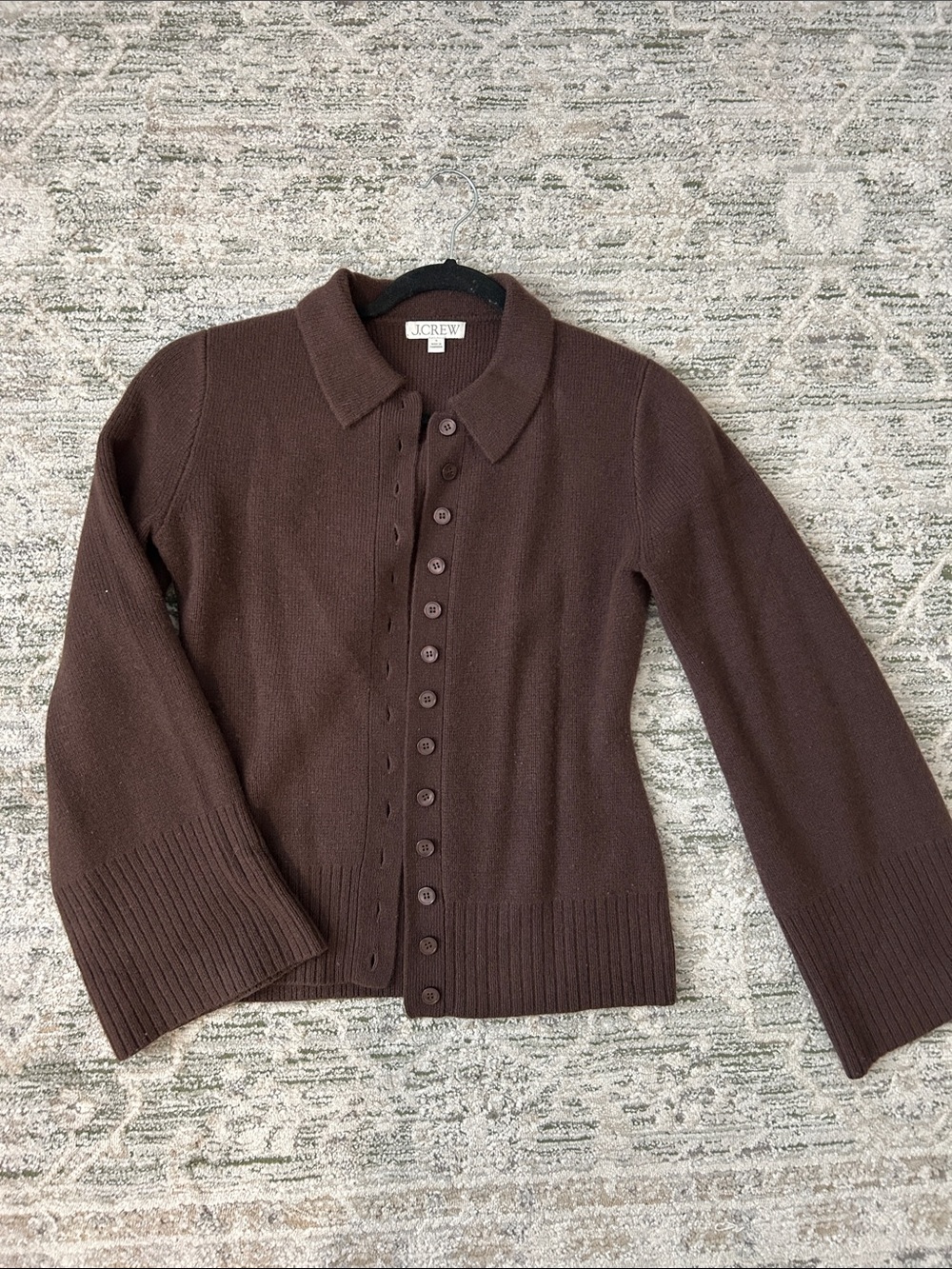 J. Crew Brown Collared Button-Front Cardigan